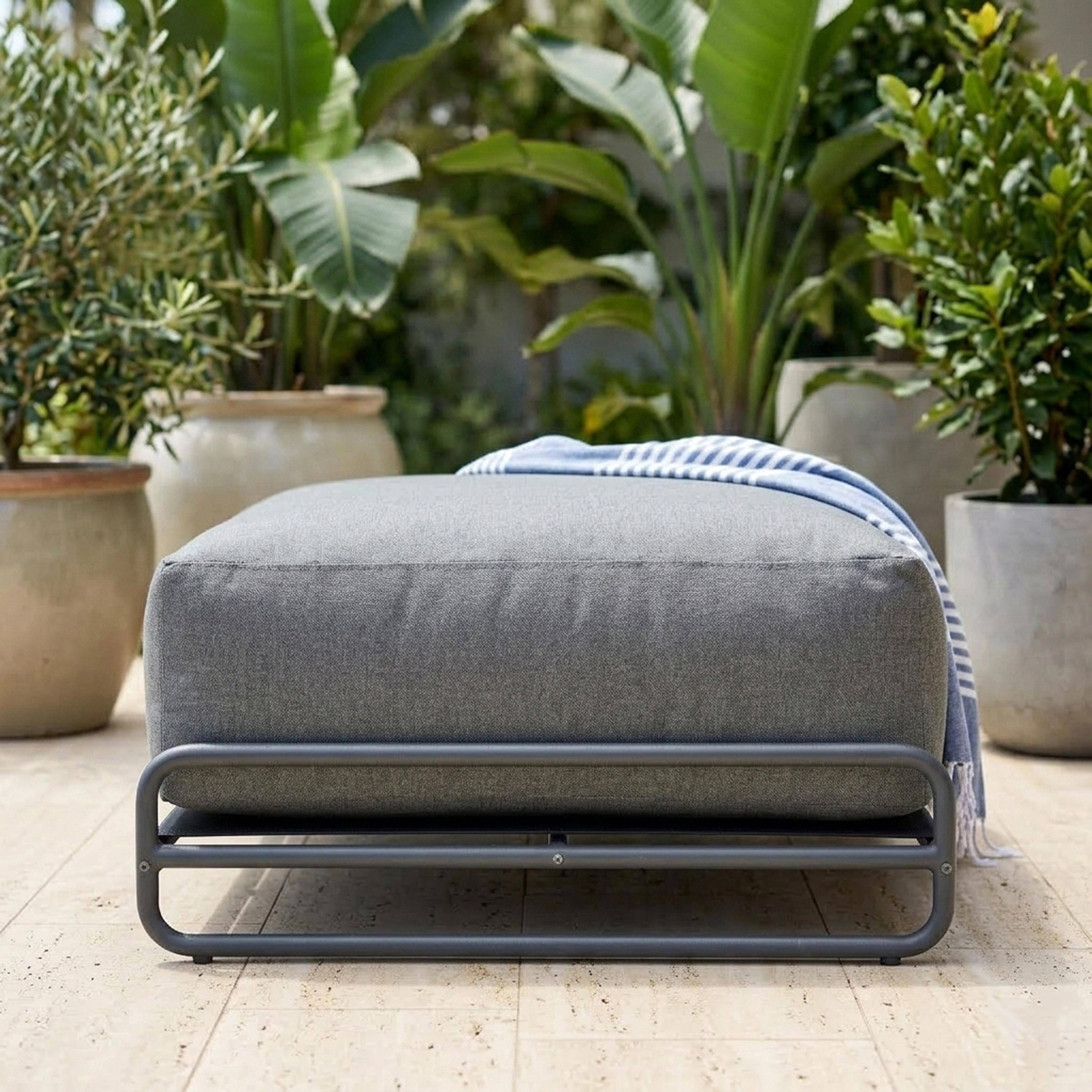 Oviala - Pouf pour salon de jardin modulable avec structure gris Mixi - Oviala - Image 4