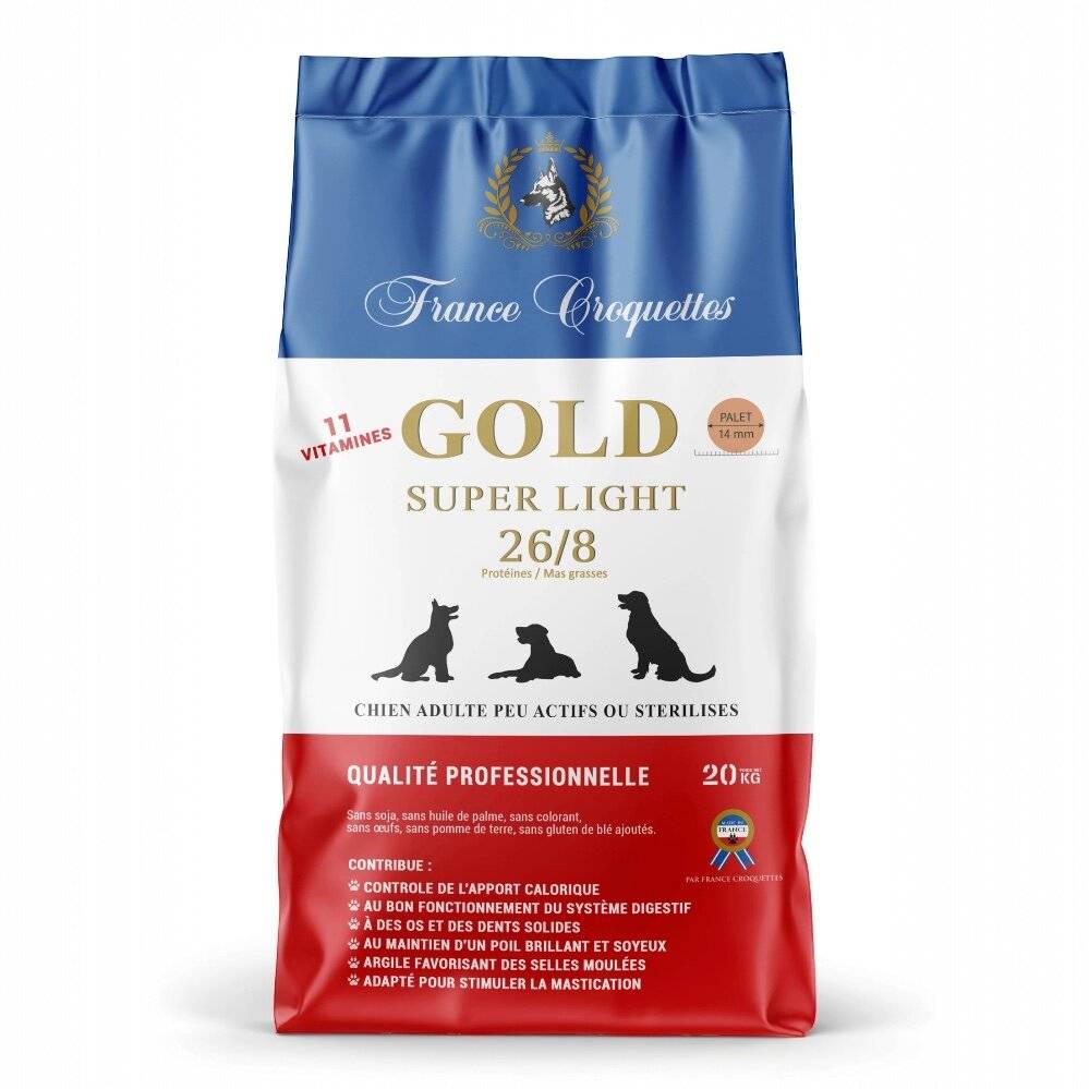 France Croquettes - france croquettes pour chien adulte Gold Super Light 26/8 - 4kg - stérilisé et/ou embonpoint - haute finition - formule allégée