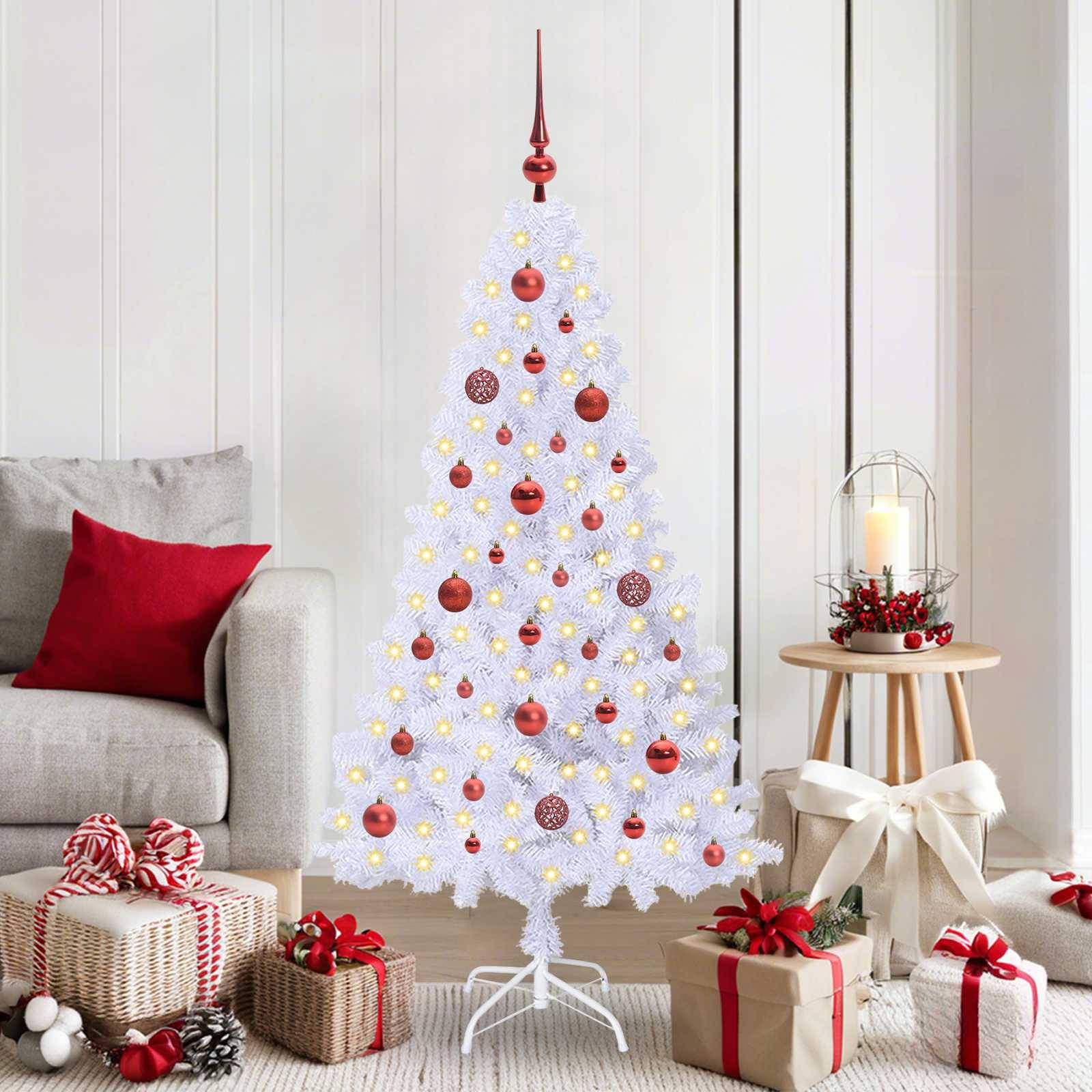 Sapin de Noël | Arbre de Noël artificiel avec 150 LED Blanc 150 cm PVC et Acier Maison Chic - Image 2