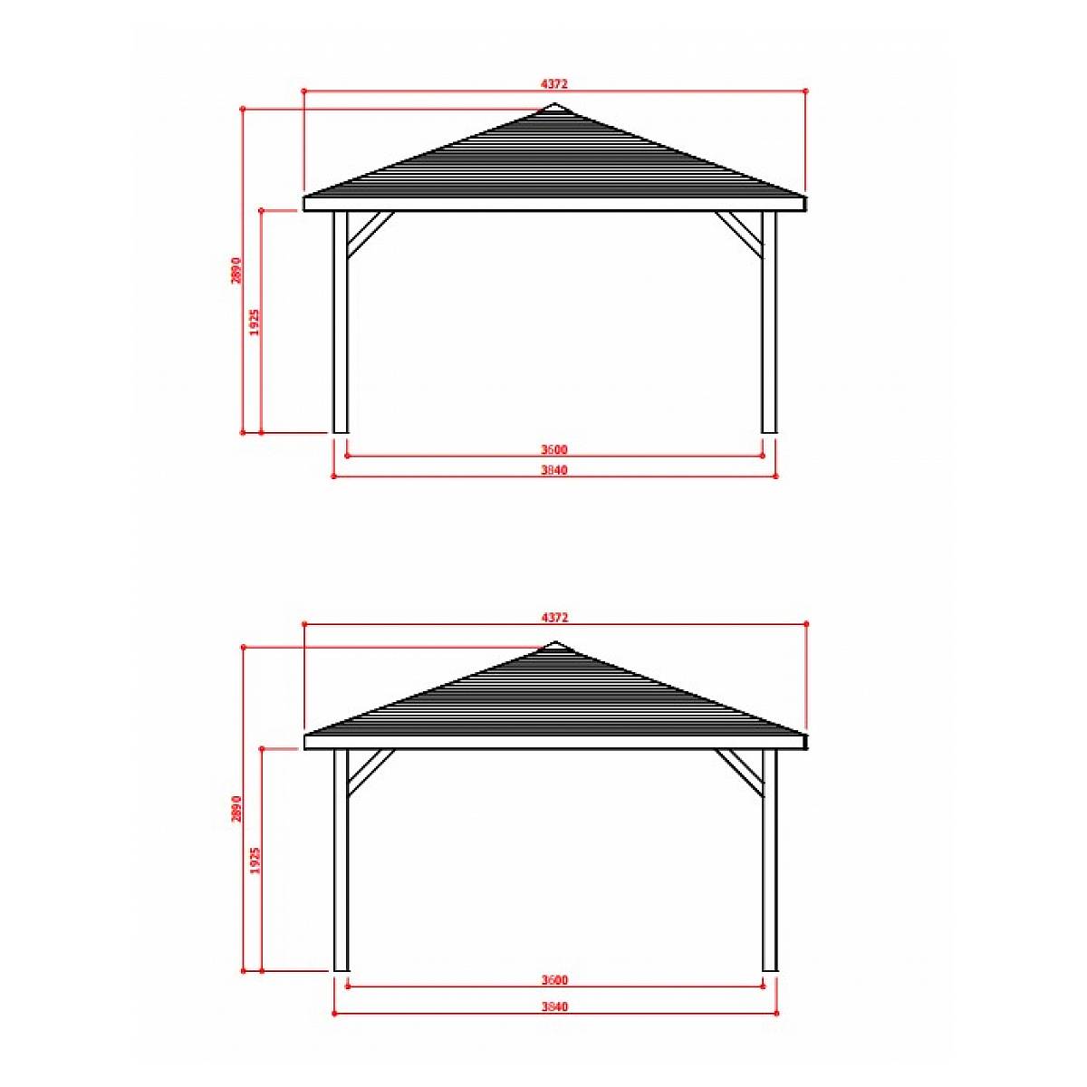 Habitat Et Jardin - Kiosque En Bois "pavillon" - 14.75 M² - 4.37 X 4.37 X 1.93 M -solid - Image 3