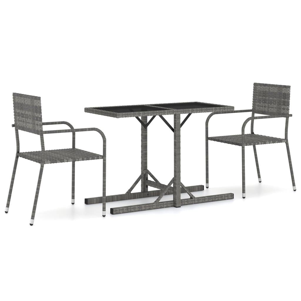 ComfortXL - Salon de Jardin 2 Personnes Chaises Empilables en Résine Grise et Verre – ComfortXL Outdoor Living - Image 2