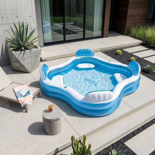 Intex Swim Center Piscine gonflable familiale, 228,6 x 228,6 x 55,9 cm, pour enfants de 6 ans et plus Intex Swim Center Piscine gonflable familiale, 228,6 x 228,6 x 55,9 cm, pour enfants de 6 ans et plus