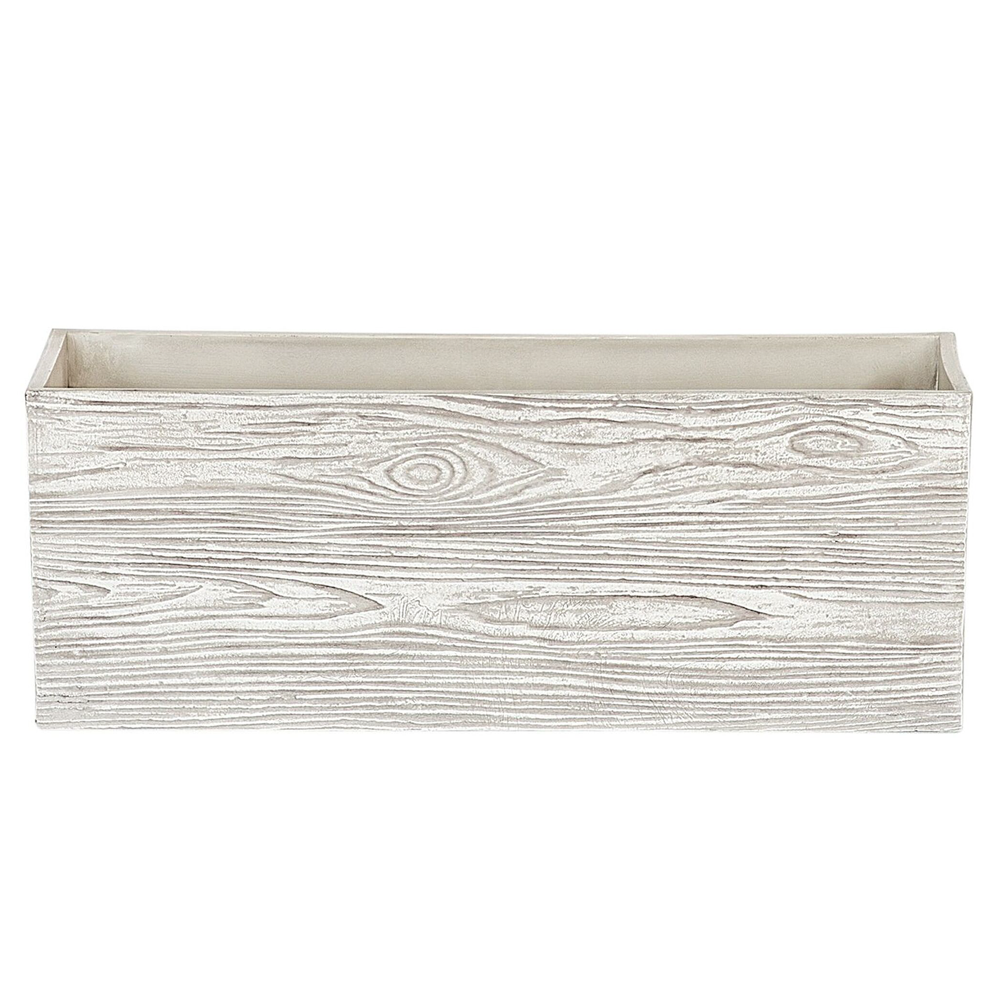 Beliani - Bac à Fleurs Rectangulaire Blanc Effet Bois, 54 x 17 x 21 cm, en Fibre d'Argile pour Intérieur et Extérieur Beliani - Image 1