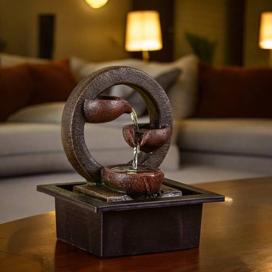 Zen Light - Fontaine d'Intérieur Terai - Cascade Nature Jarre suspendu - Ecoulement Naturel Reposant - Éclairage Led - H 25cm – Zen'Light - Image 4