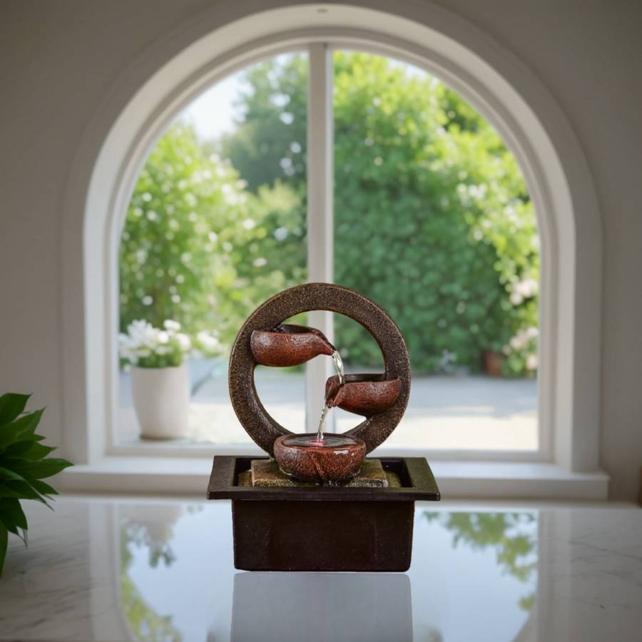 Zen Light - Fontaine d'Intérieur Terai - Cascade Nature Jarre suspendu - Ecoulement Naturel Reposant - Éclairage Led - H 25cm – Zen'Light - Image 10
