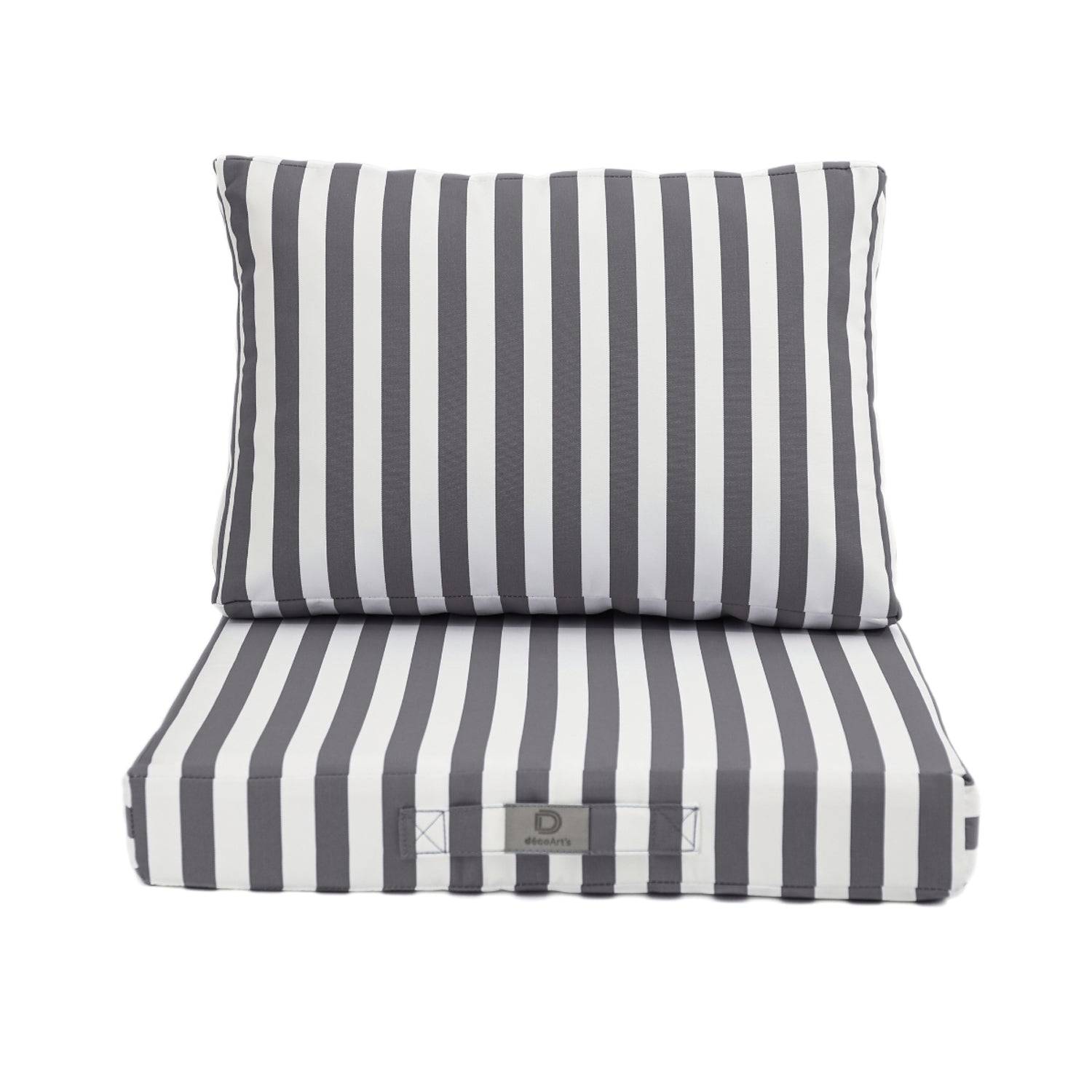 Coussins pour salon de jardin déhoussable 60x60cm Rayure gris foncé - Déco arts - Image 3