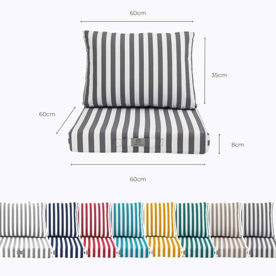 Coussins pour salon de jardin déhoussable 60x60cm Rayure gris foncé - Déco arts - Image 5