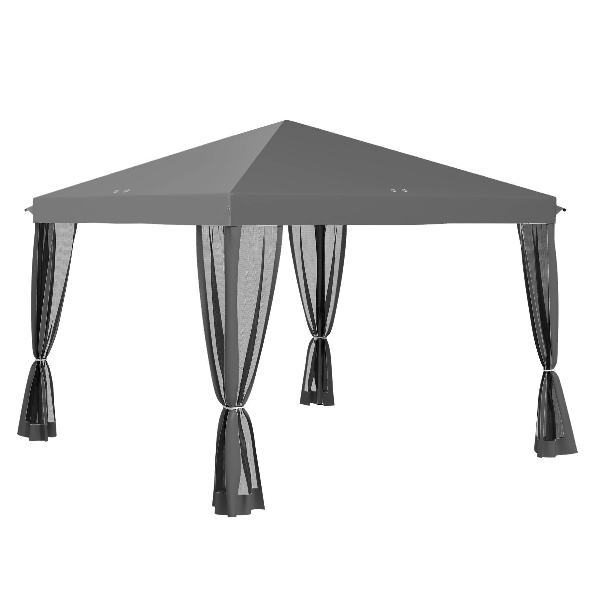 Tonnelle Pliante 3x3m Acier Oxford Moustiquaire Jardin Camping Sac Transport Gris - ComfortXL Outdoor Living - Image 2