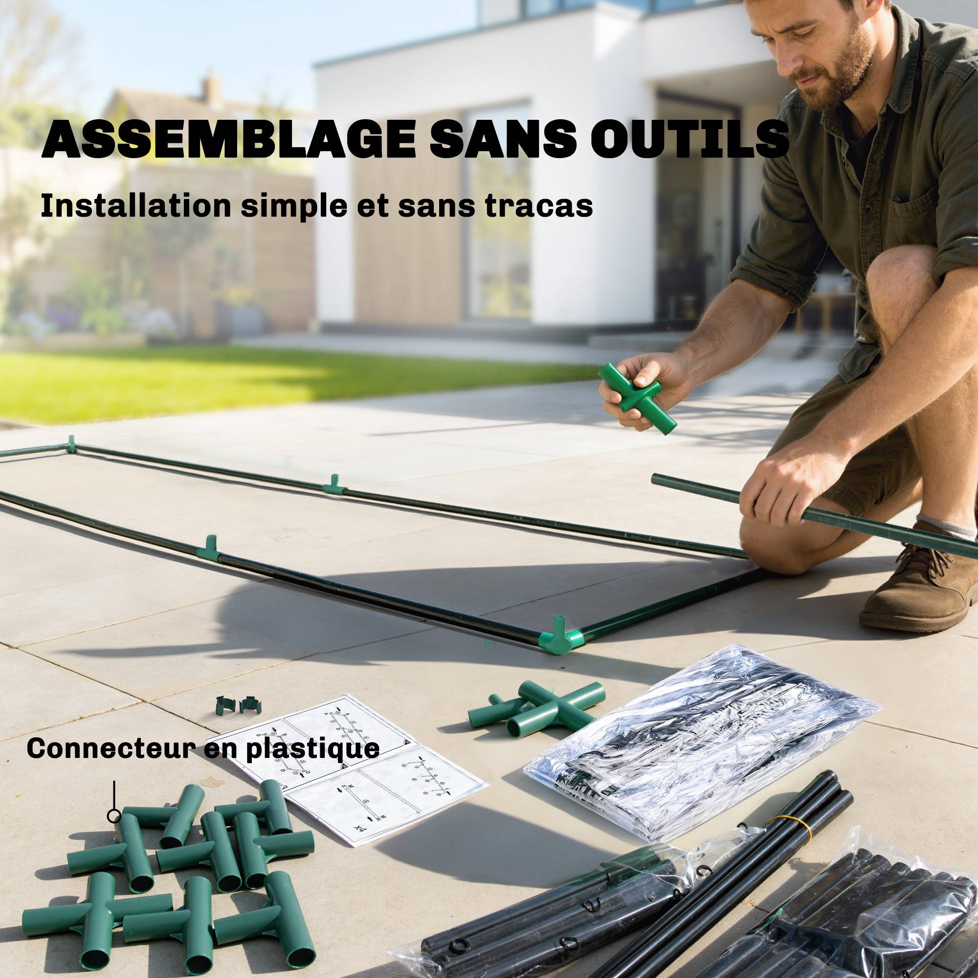 ComfortXL - Serre de jardin PVC acier 143 x 45 x 151 cm transparente 3 niveaux 2 portes - ComfortXL Outdoor Living - Image 9