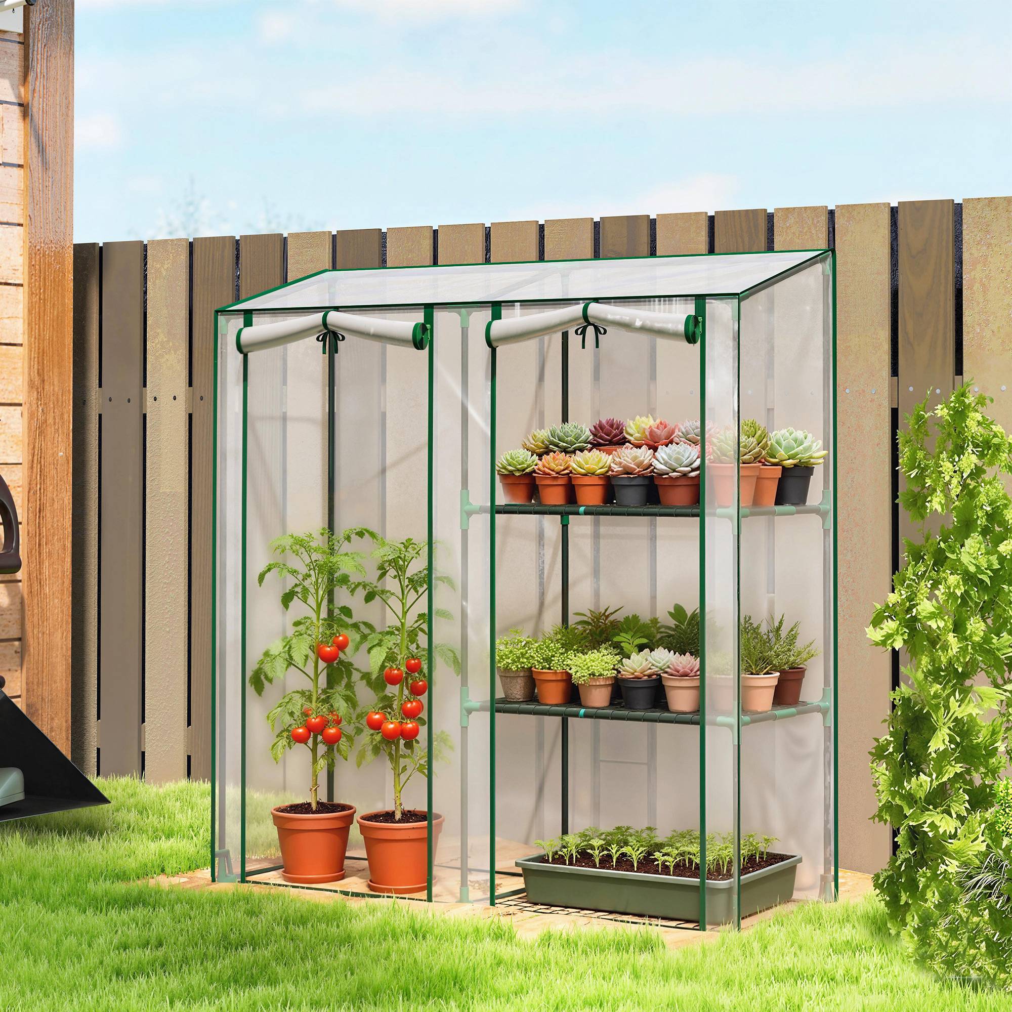 ComfortXL - Serre de jardin PVC acier 143 x 45 x 151 cm transparente 3 niveaux 2 portes - ComfortXL Outdoor Living - Image 1