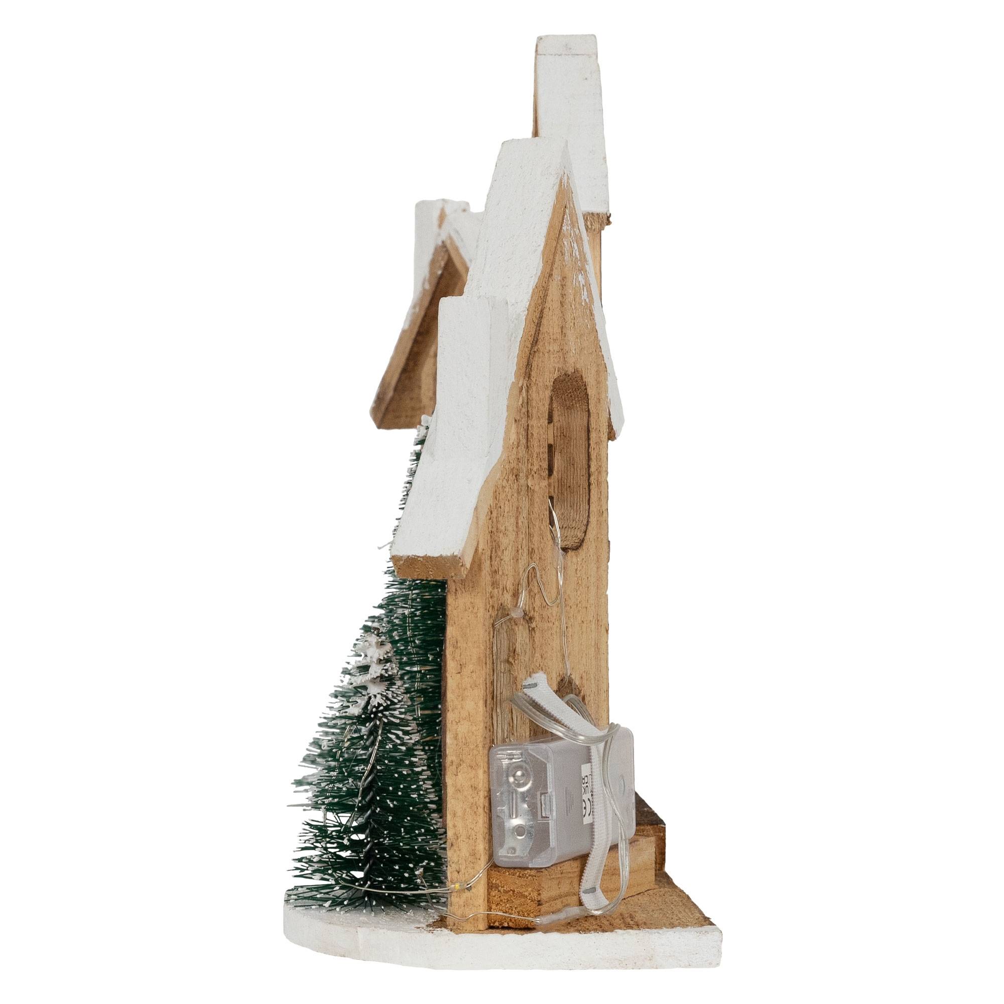 Ecd-Germany - Village de Noël déco d'hiver en bois figure LED blanc chaud minuteur maison Noël - Image 3