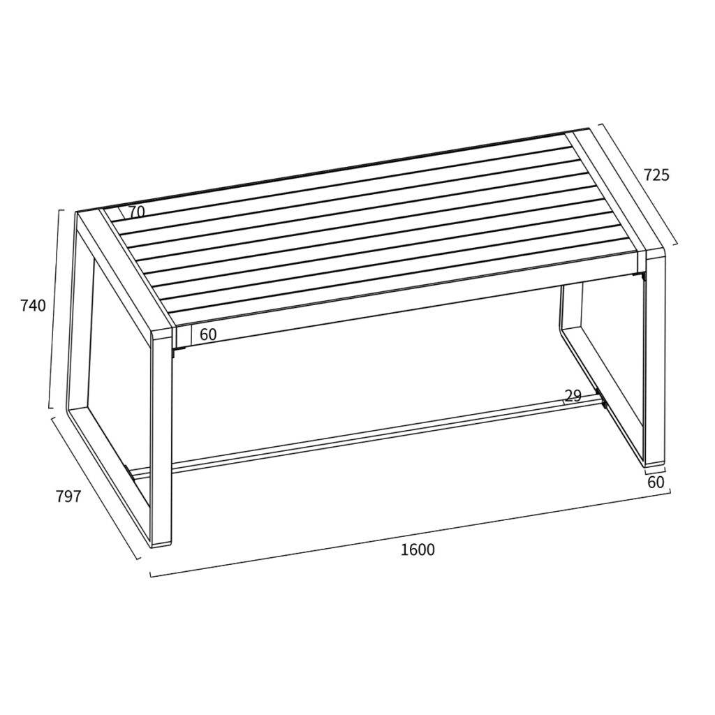 Wilsa Garden - Salon de jardin aluminium RIO 4 places avec table et 2 bancs - Image 10