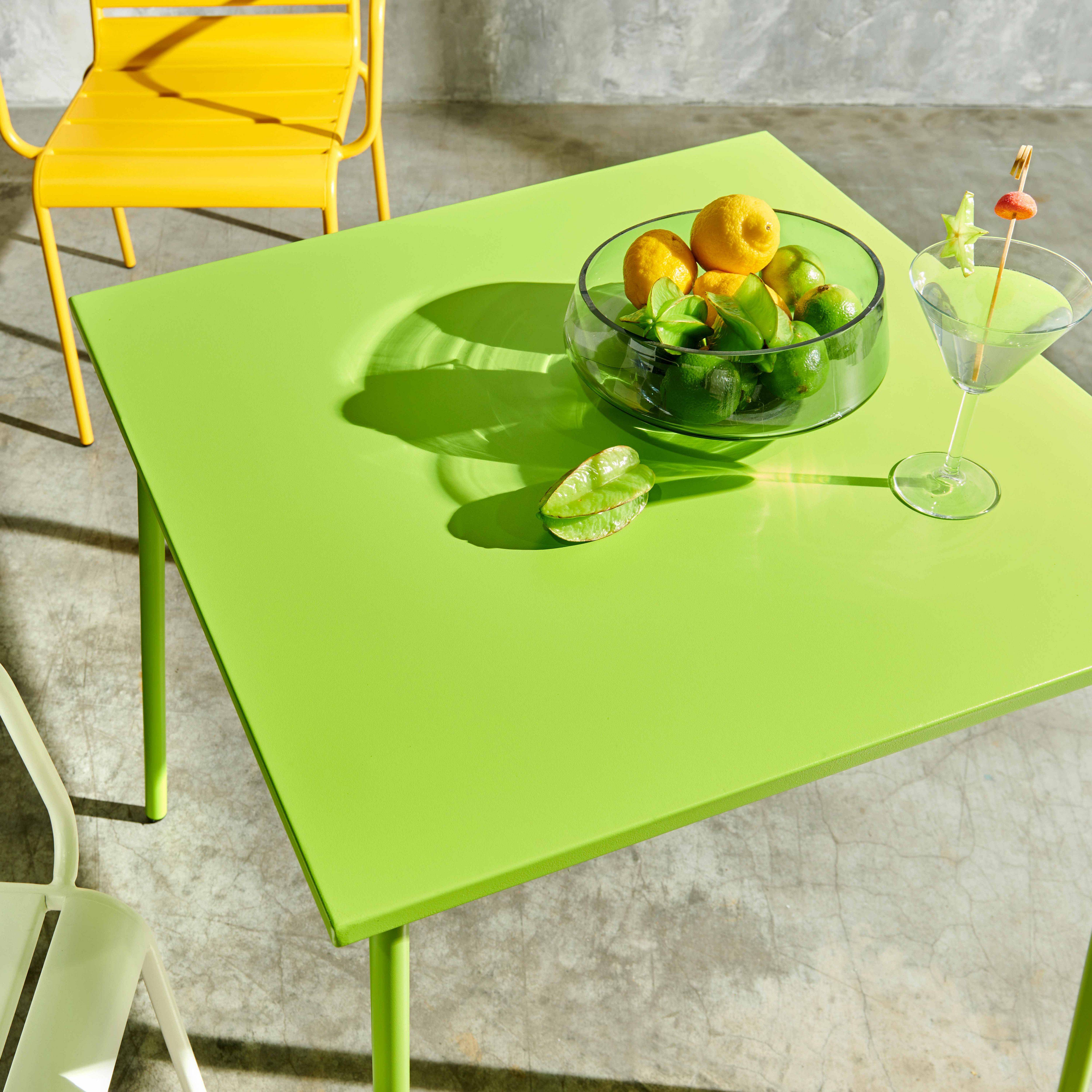 Oviala - Ensemble table de jardin carrée et 4 fauteuils acier vert Palavas - Oviala - Image 3