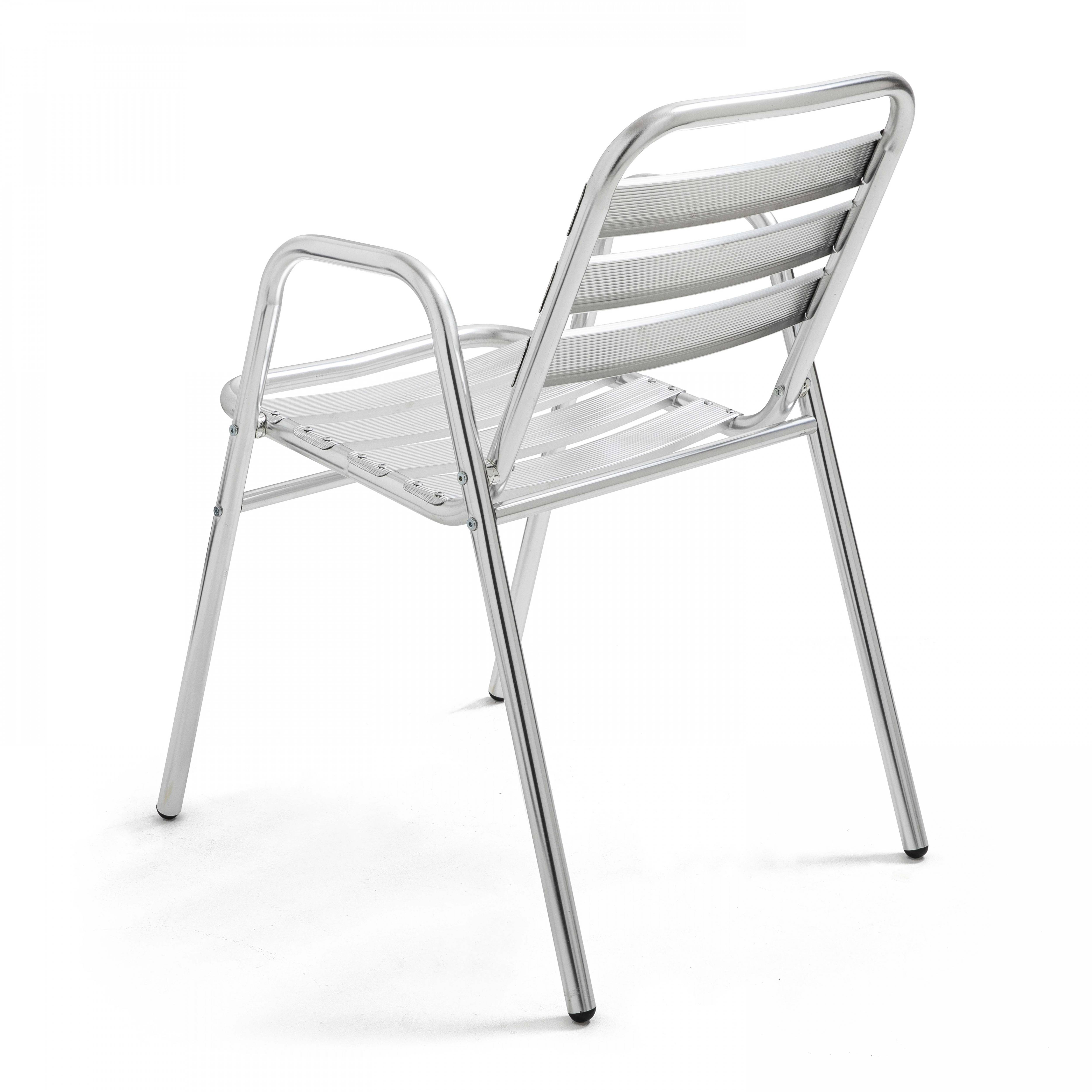 Oviala - Table de jardin ronde et 4 chaises aluminium gris Brixton - Oviala - Image 3