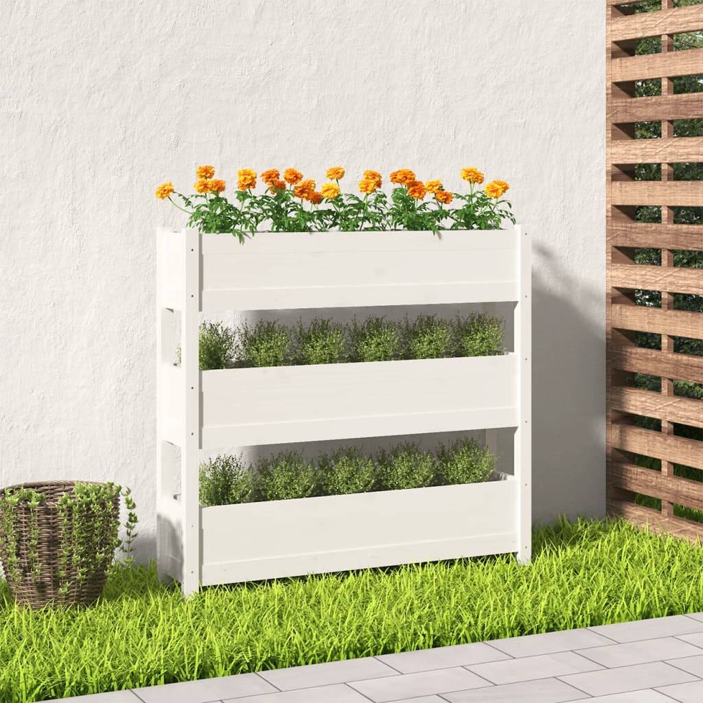 Vidaxl - Jardinière Blanc 112x25x104,5 cm Bois massif de pin vidaXL 823921 - Image 1