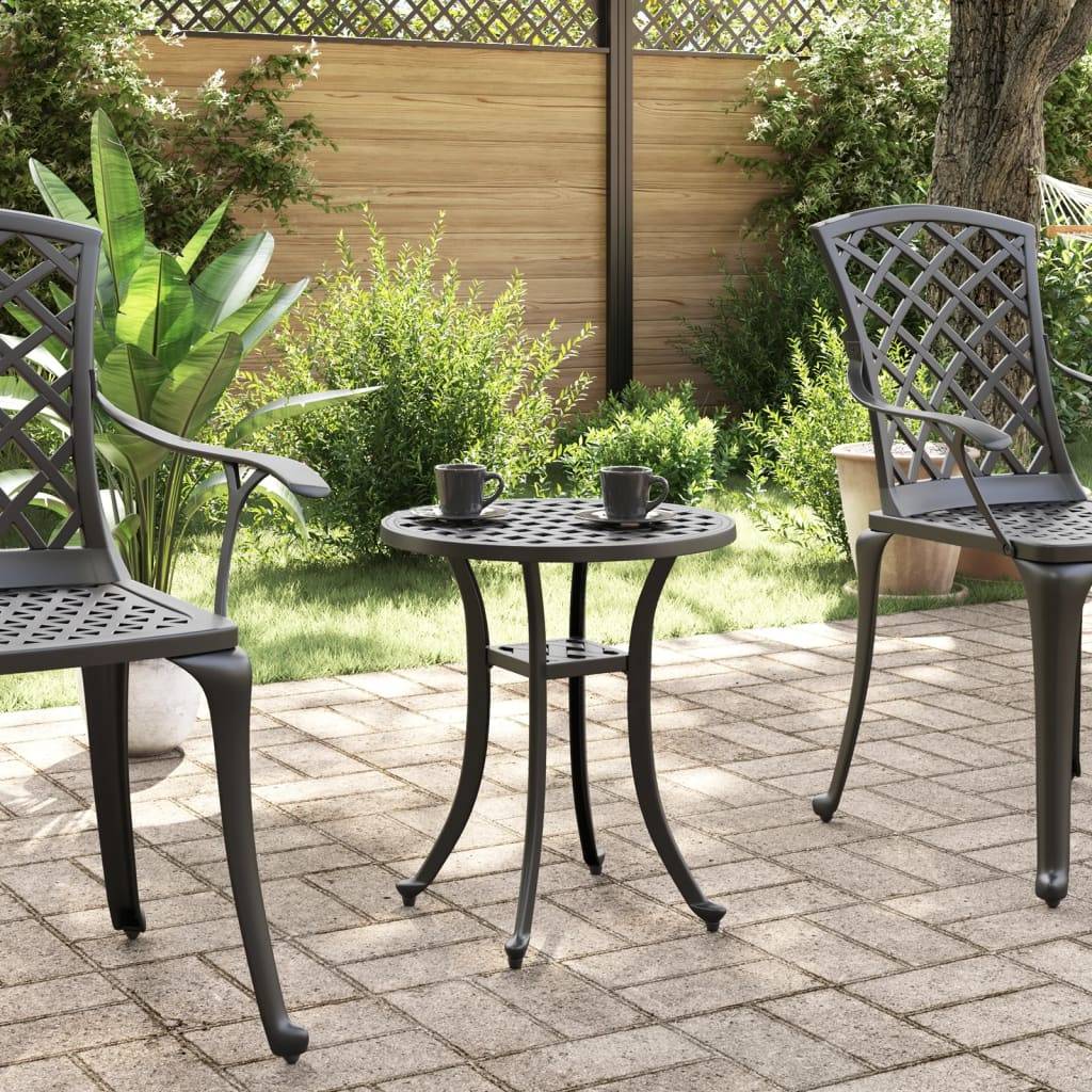 Table de jardin aluminium coulé noir Ø48 x 53 cm - PANGIVO - Image 3