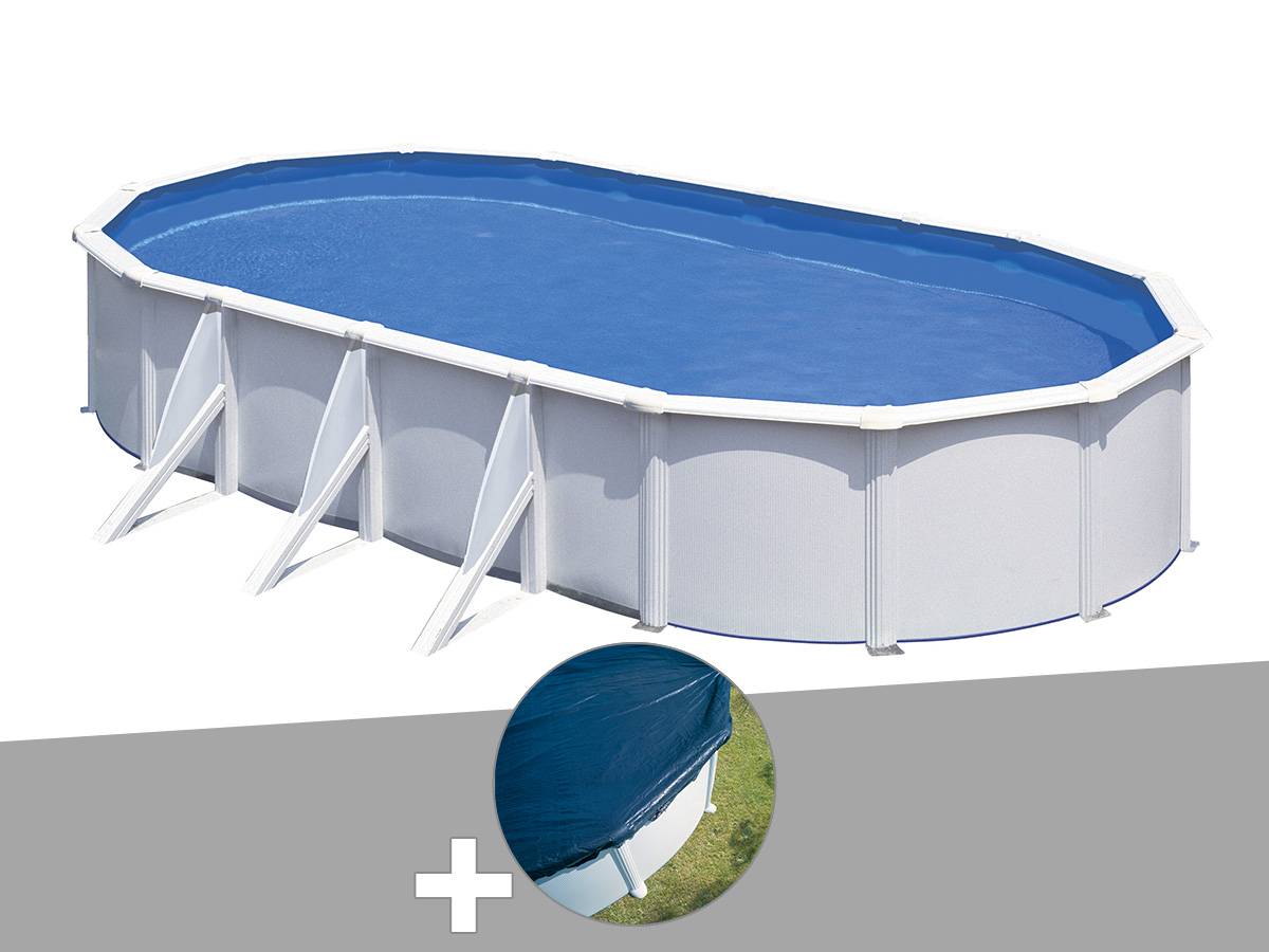 Gré - Kit piscine acier blanc Gré Fidji ovale 5,27 x 3,27 x 1,22 m + Bâche hiver