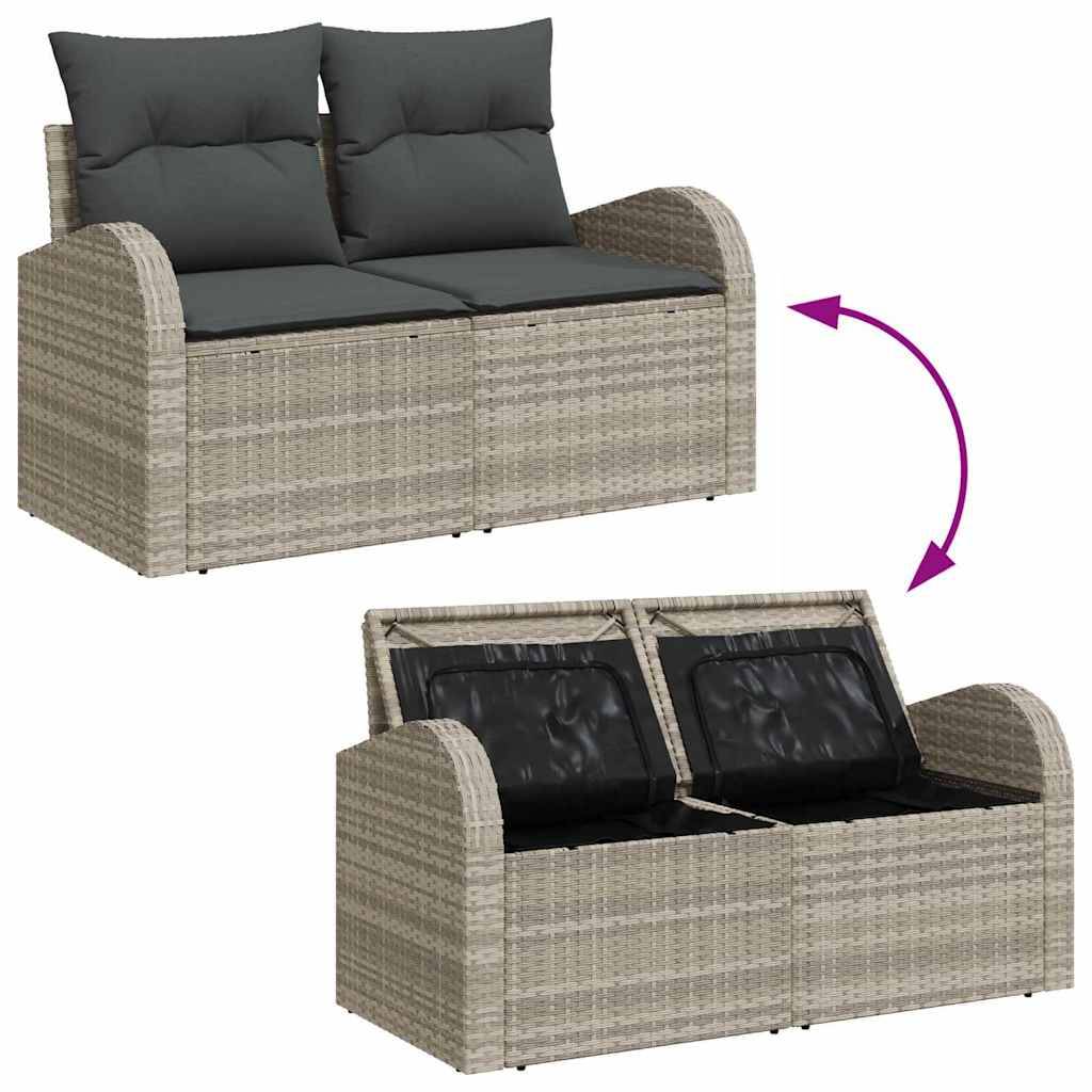 ComfortXL - Salon de jardin 8 places en Résine Tressée avec Rangement pour Balcon Gris Clair – ComfortXL Outdoor Living - Image 8