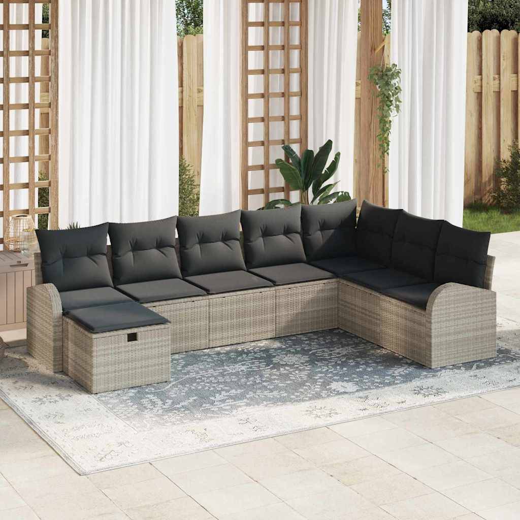 ComfortXL - Salon de jardin 8 places en Résine Tressée avec Rangement pour Balcon Gris Clair – ComfortXL Outdoor Living - Image 1