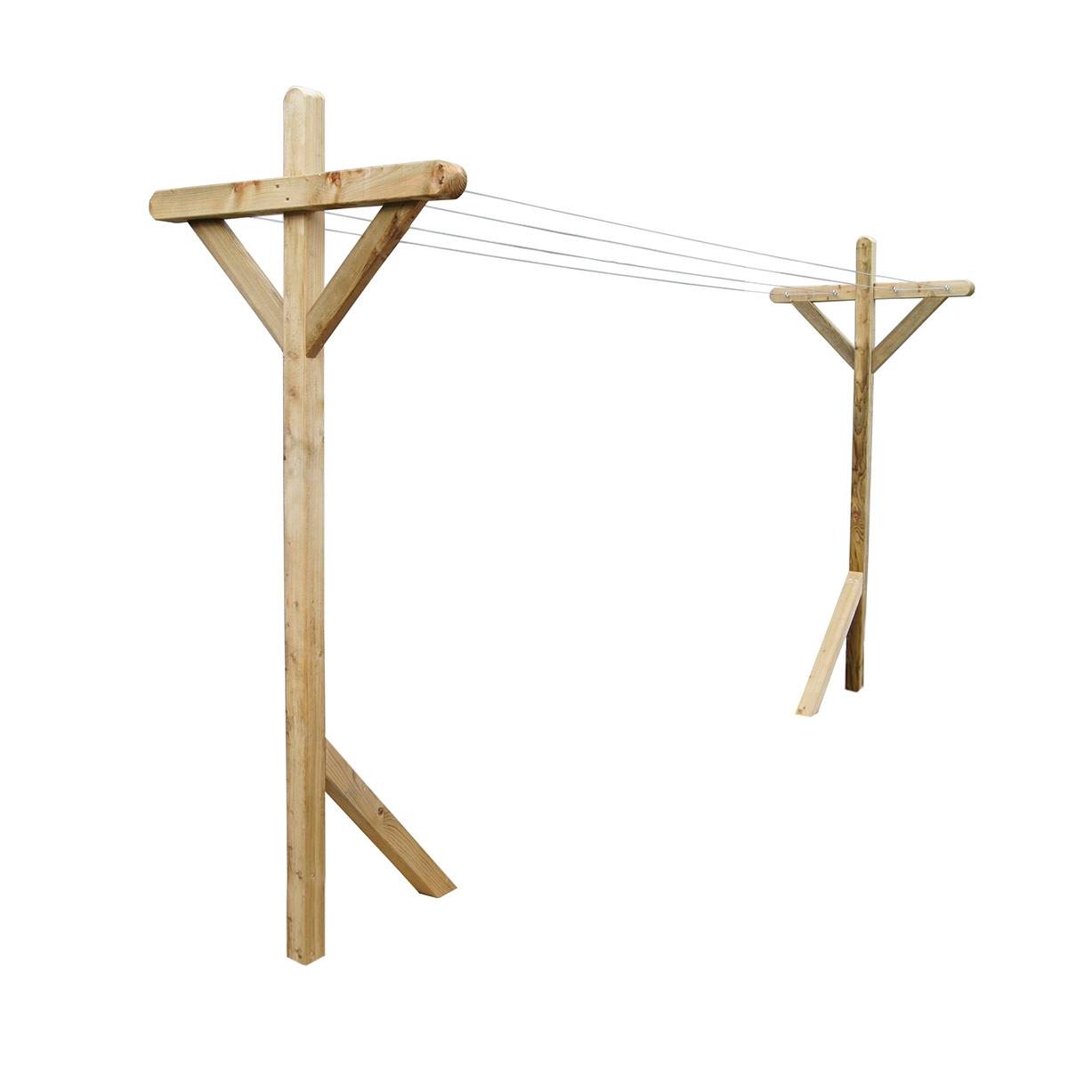 Kit étendoir à linge extérieur Séville premium + 2 supports poteaux à enfoncer - Cémonjardin - Image 3