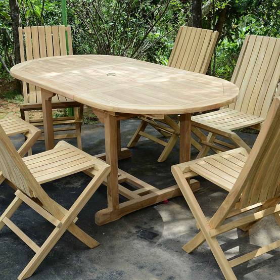 Teck'Attitude - Table extensible ovale teck massif Sirius 120/180 x 90 cm - TECK'Attitude - Image 4