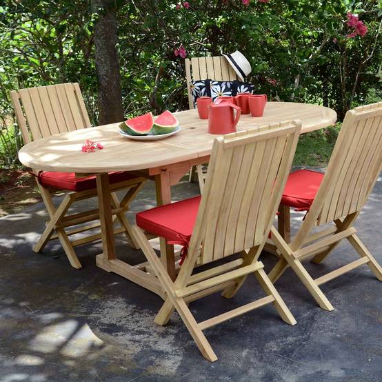 Teck'Attitude - Table extensible ovale teck massif Sirius 120/180 x 90 cm - TECK'Attitude - Image 2