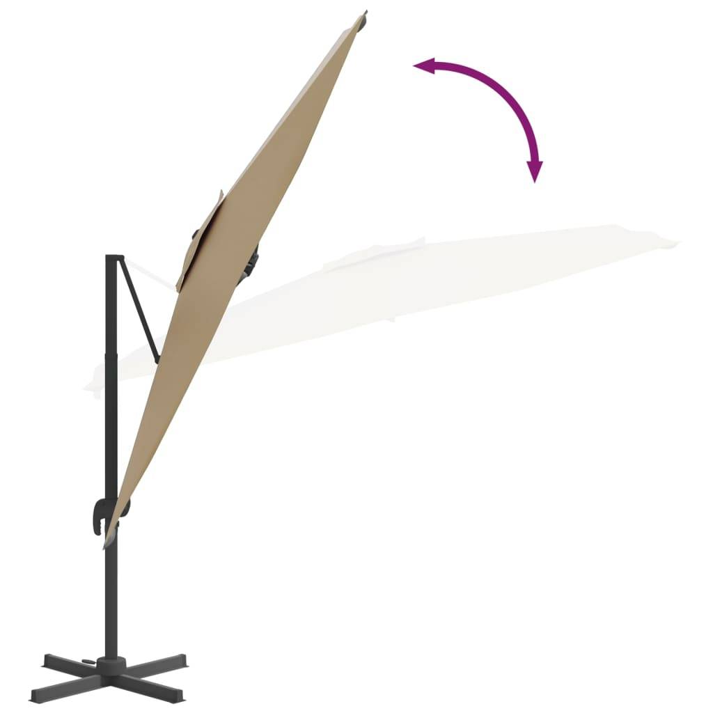Helloshop26 - Parasol meuble de jardin cantilever à led 400 x 300 cm taupe - Image 7