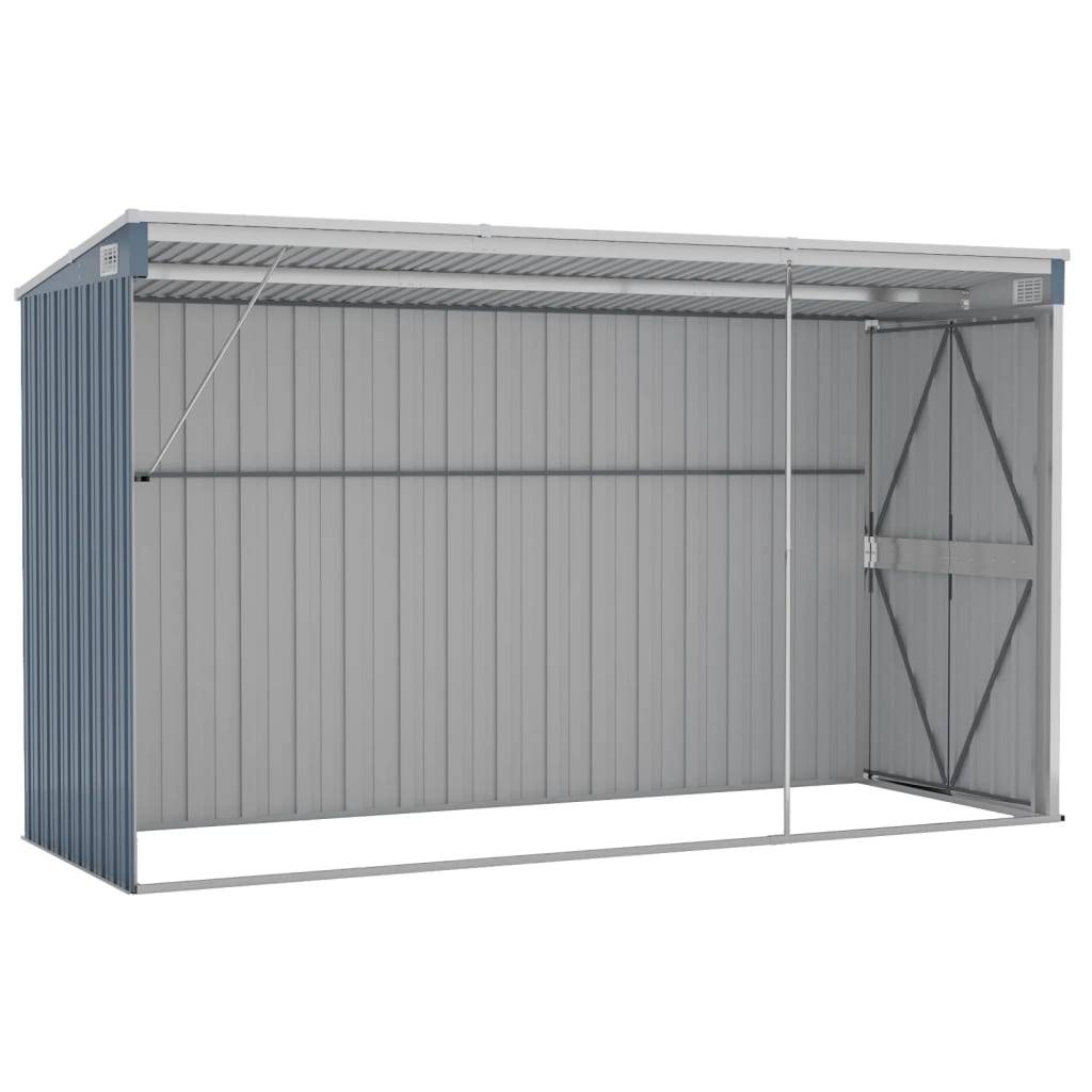 Helloshop26 - Abri de jardin cabane cabanon maison de stockage remise extérieur hangar outils robuste mural 118 x 288 x 178 cm acier galvanisé gris - Image 5