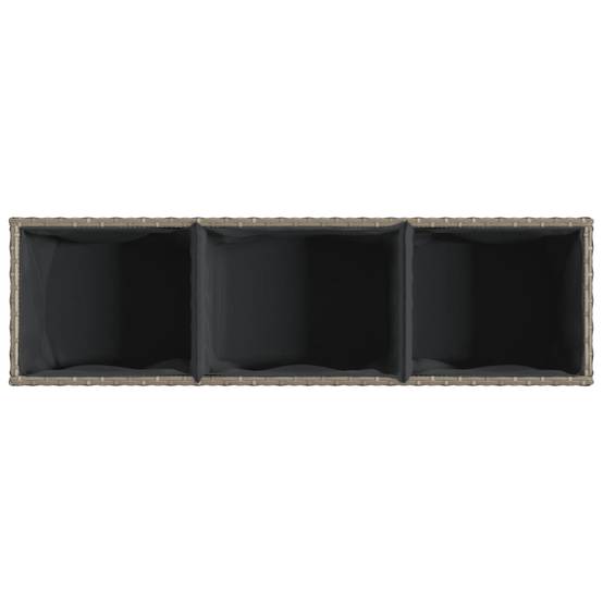 2 pcs Jardinière | Pot de fleurs | Cache-pot | Bac à fleurss avec 3 pots gris 105x30x32 cm résine tressée - Image 9