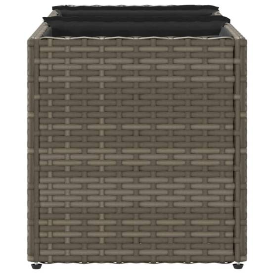 2 pcs Jardinière | Pot de fleurs | Cache-pot | Bac à fleurss avec 3 pots gris 105x30x32 cm résine tressée - Image 7
