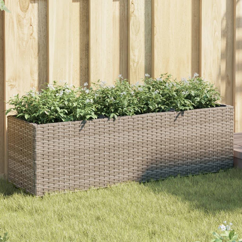 2 pcs Jardinière | Pot de fleurs | Cache-pot | Bac à fleurss avec 3 pots gris 105x30x32 cm résine tressée - Image 2
