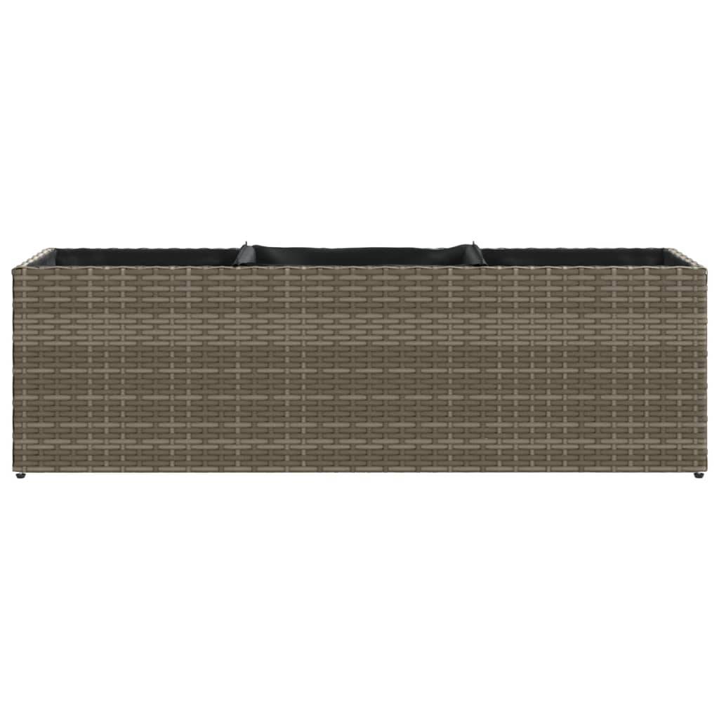 2 pcs Jardinière | Pot de fleurs | Cache-pot | Bac à fleurss avec 3 pots gris 105x30x32 cm résine tressée - Image 6