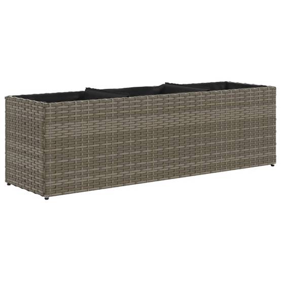 2 pcs Jardinière | Pot de fleurs | Cache-pot | Bac à fleurss avec 3 pots gris 105x30x32 cm résine tressée - Image 5