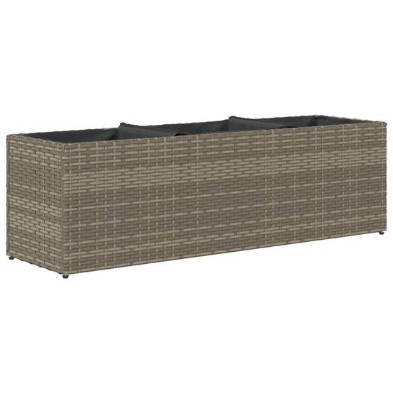 2 pcs Jardinière | Pot de fleurs | Cache-pot | Bac à fleurss avec 3 pots gris 105x30x32 cm résine tressée - Image 8