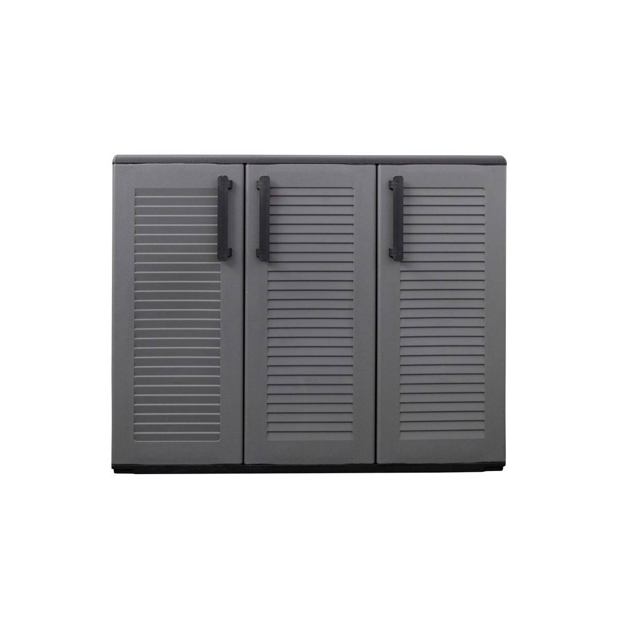 Armoire de Rangement Garage Atelier - Armoire basse 3 portes et 1 étagère Réglable Polypropylène 102x37h84 cm Charge 20 kg - Image 5