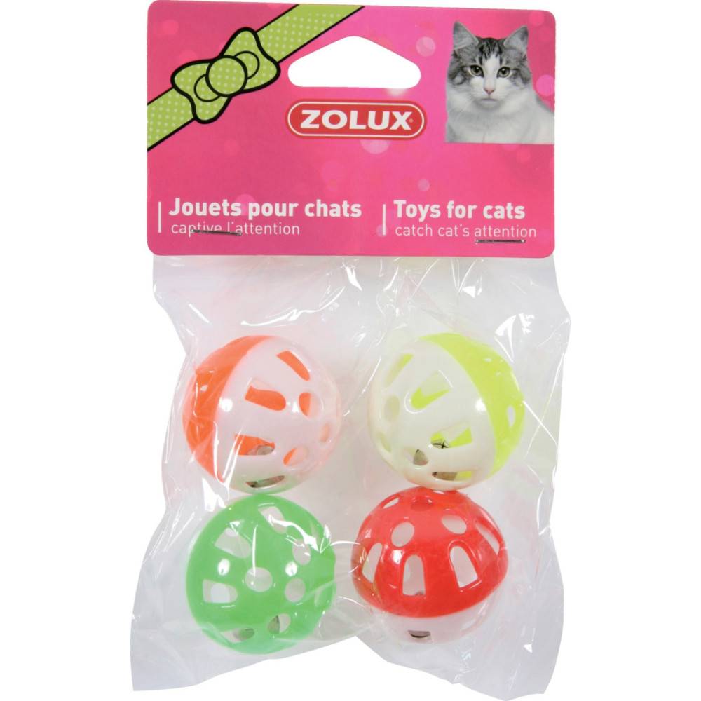 Zolux - 4 sphères grelot ø 3 cm jouet pour chat couleur multi couleur - Image 2