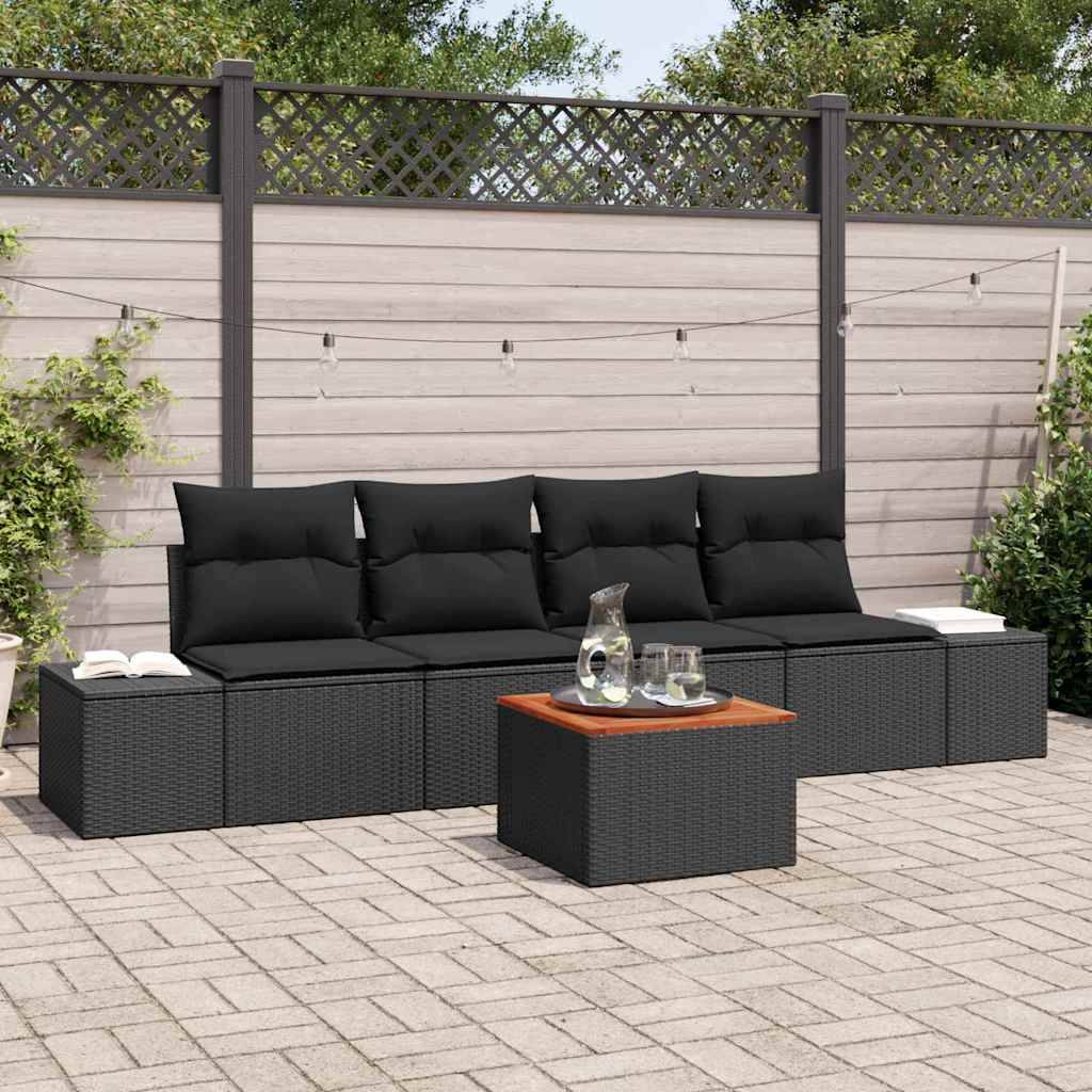 ComfortXL - Salon de jardin 4 places 5 pcs en polyrotin avec table basse pour patio Noir – ComfortXL Outdoor Living - Image 1