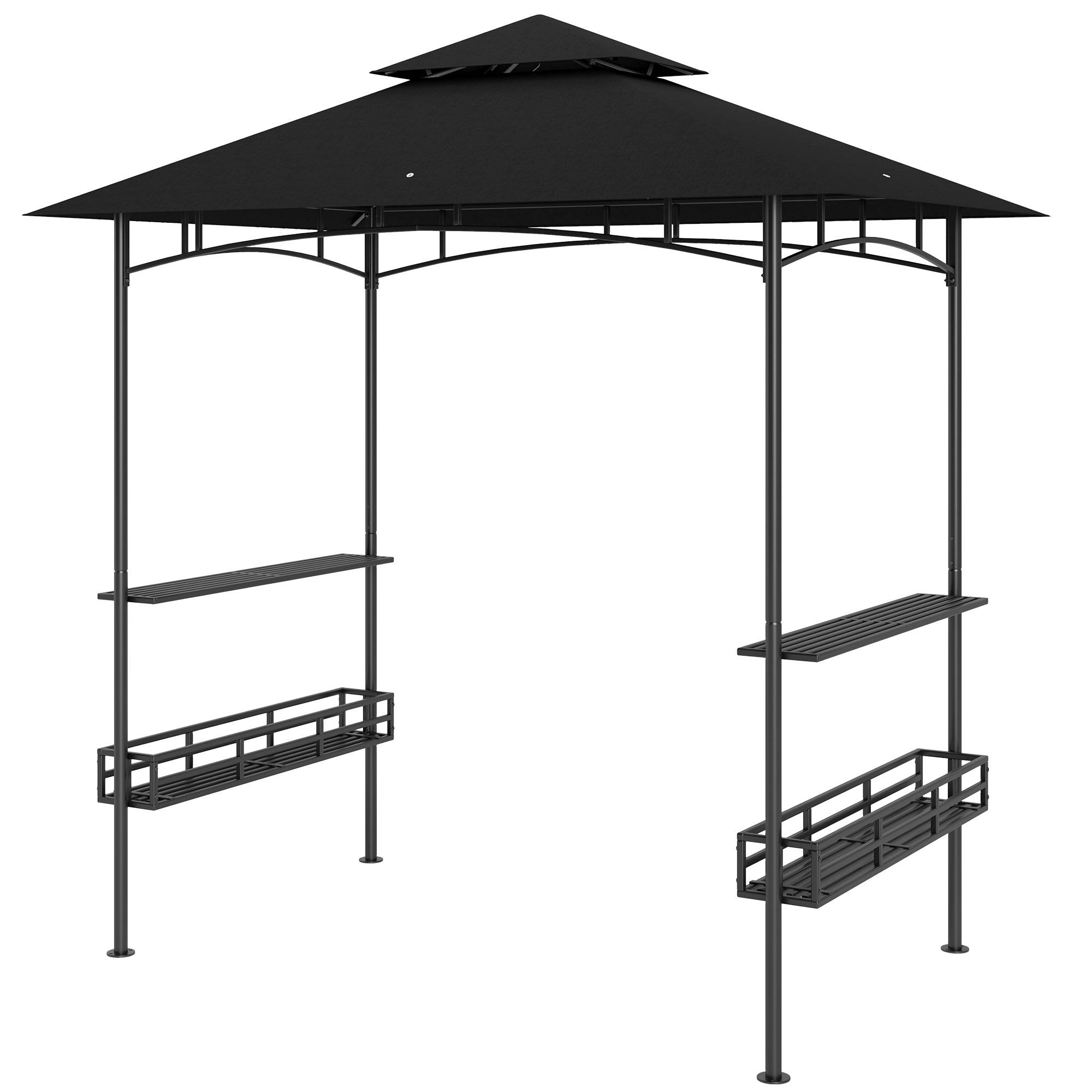 Outsunny - Tonnelle de barbecue et réception jardin 240x150x257 cm avec crochet plafond, étagères et paniers rangement structure métal galvanisé gris - Outsunny - Image 5