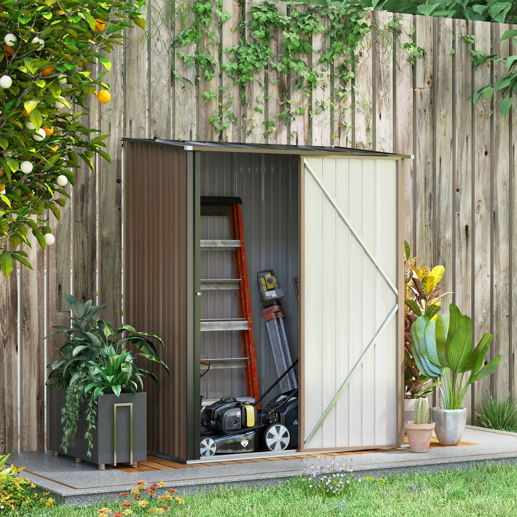 Abri Jardin Métal Acier Galvanisé Rangement Outils 1,34 m² Toit Incliné - ComfortXL Outdoor Living - Image 1