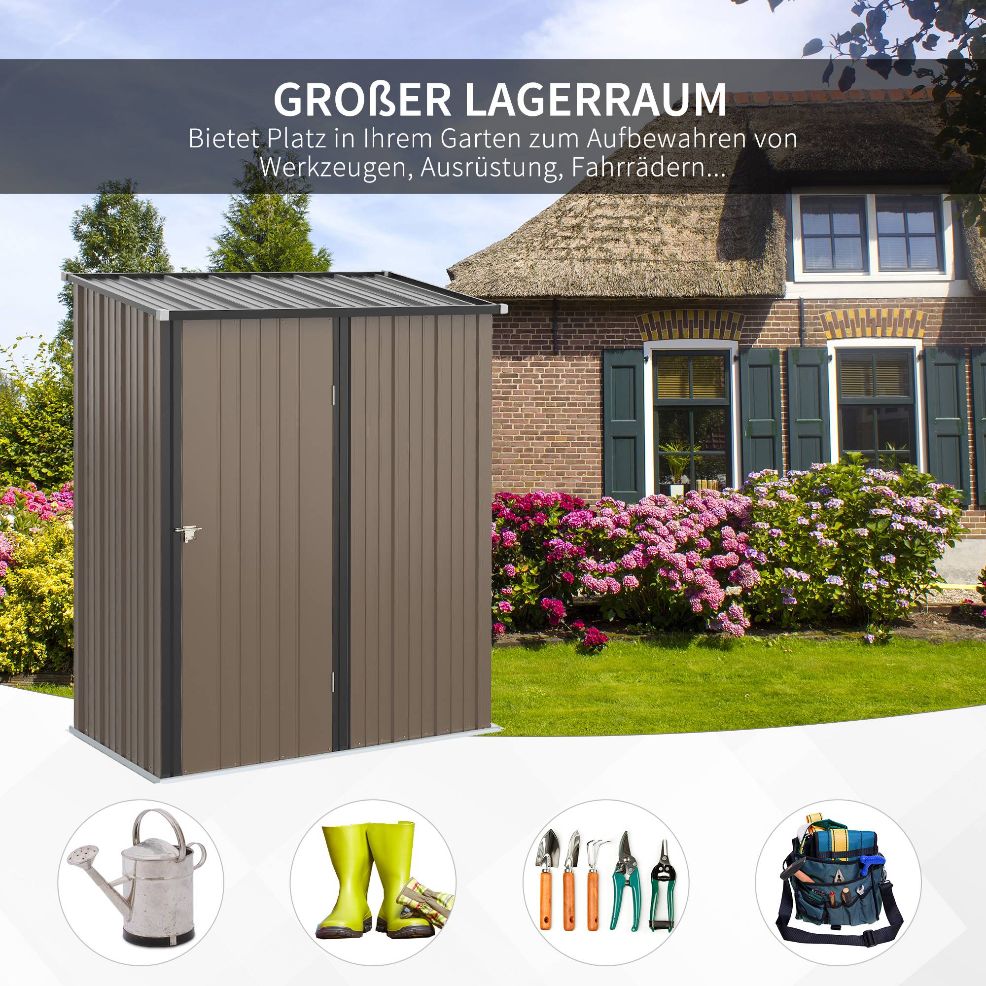 Abri Jardin Métal Acier Galvanisé Rangement Outils 1,34 m² Toit Incliné - ComfortXL Outdoor Living - Image 4