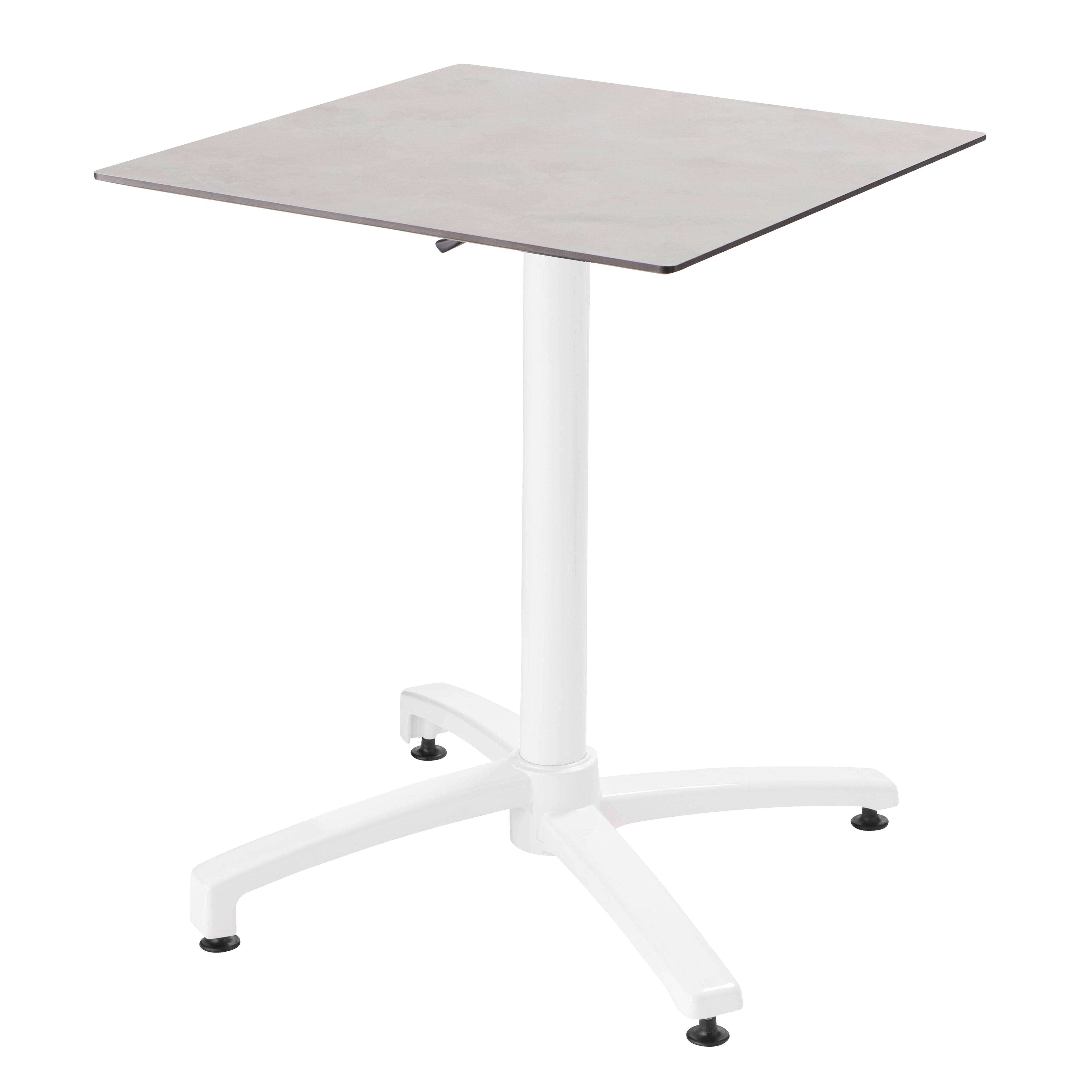 Oviala - Ensemble table de terrasse stratifié béton et 2 fauteuils blanc - Oviala - Image 2