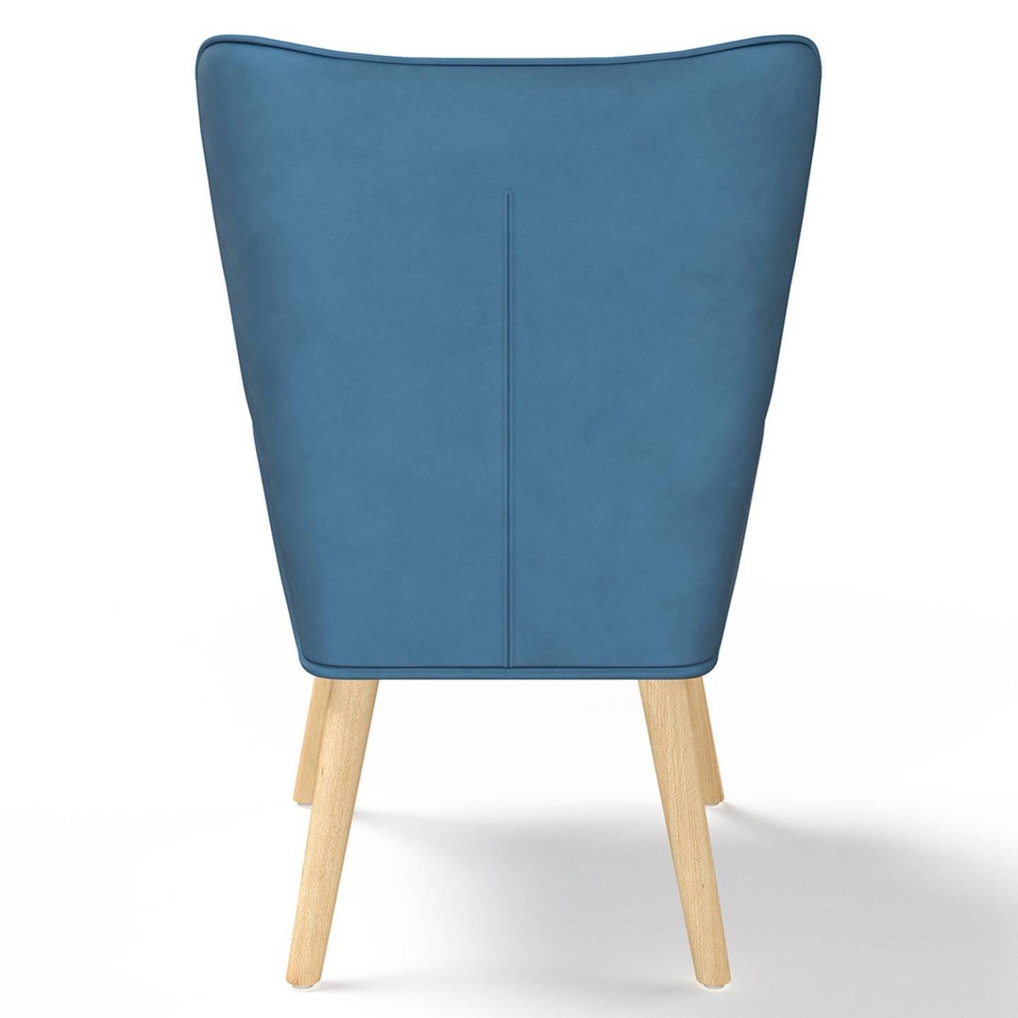 Fauteuil scandinave IVAR avec repose pieds en tissu patchwork et velours bleu - Image 4