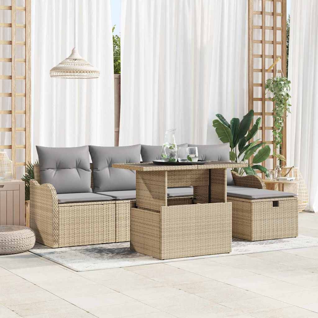 ComfortXL - Salon de jardin bas 5 places en poly rotin avec coffres de rangement pratiques Beige – ComfortXL Outdoor Living