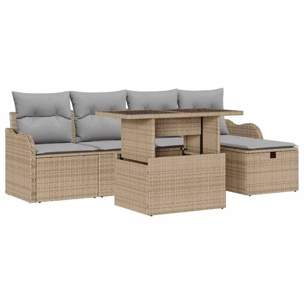 ComfortXL - Salon de jardin bas 5 places en poly rotin avec coffres de rangement pratiques Beige – ComfortXL Outdoor Living - Image 2