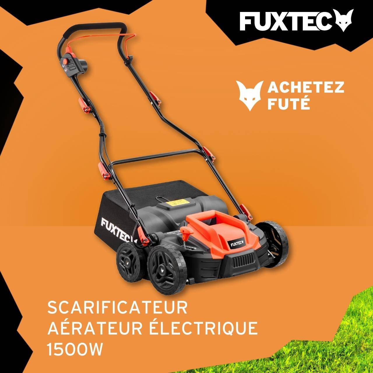 FUXTEC - Scarificateur Électrique Fx-ev360 Fuxtec, 1500 W, Largeur 36 Cm, 5 Niveaux De Profondeur, Bac 45 L, Aérateur De Gazon - Image 2