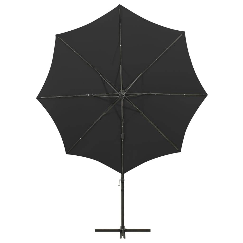 Helloshop26 - Parasol meuble de jardin déporté avec mât et lumières led 300 cm noir - Image 6