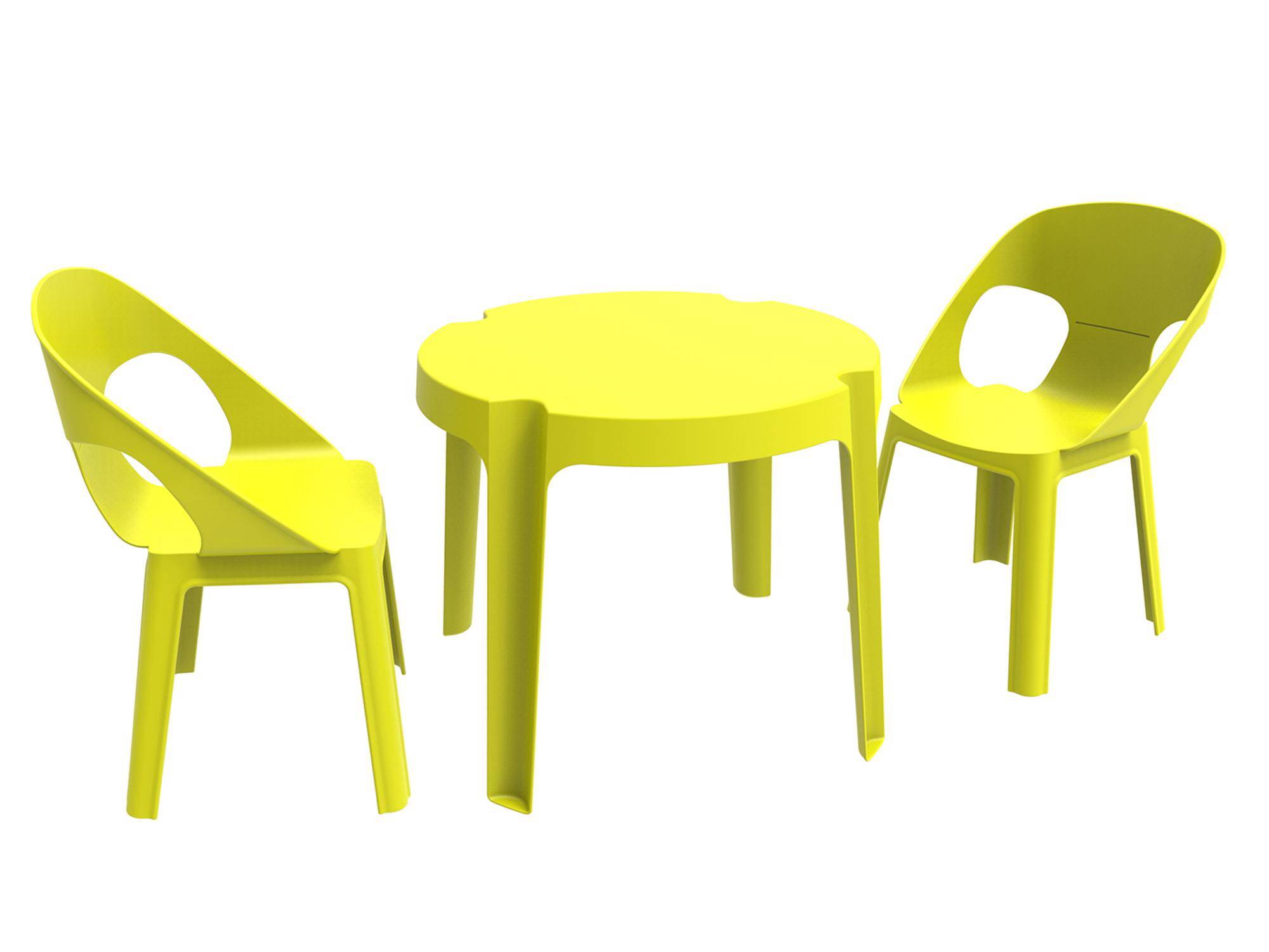 Set 2+1 chaises-table pour enfants intérieur, extérieur vert citron RITA garbar - Image 1