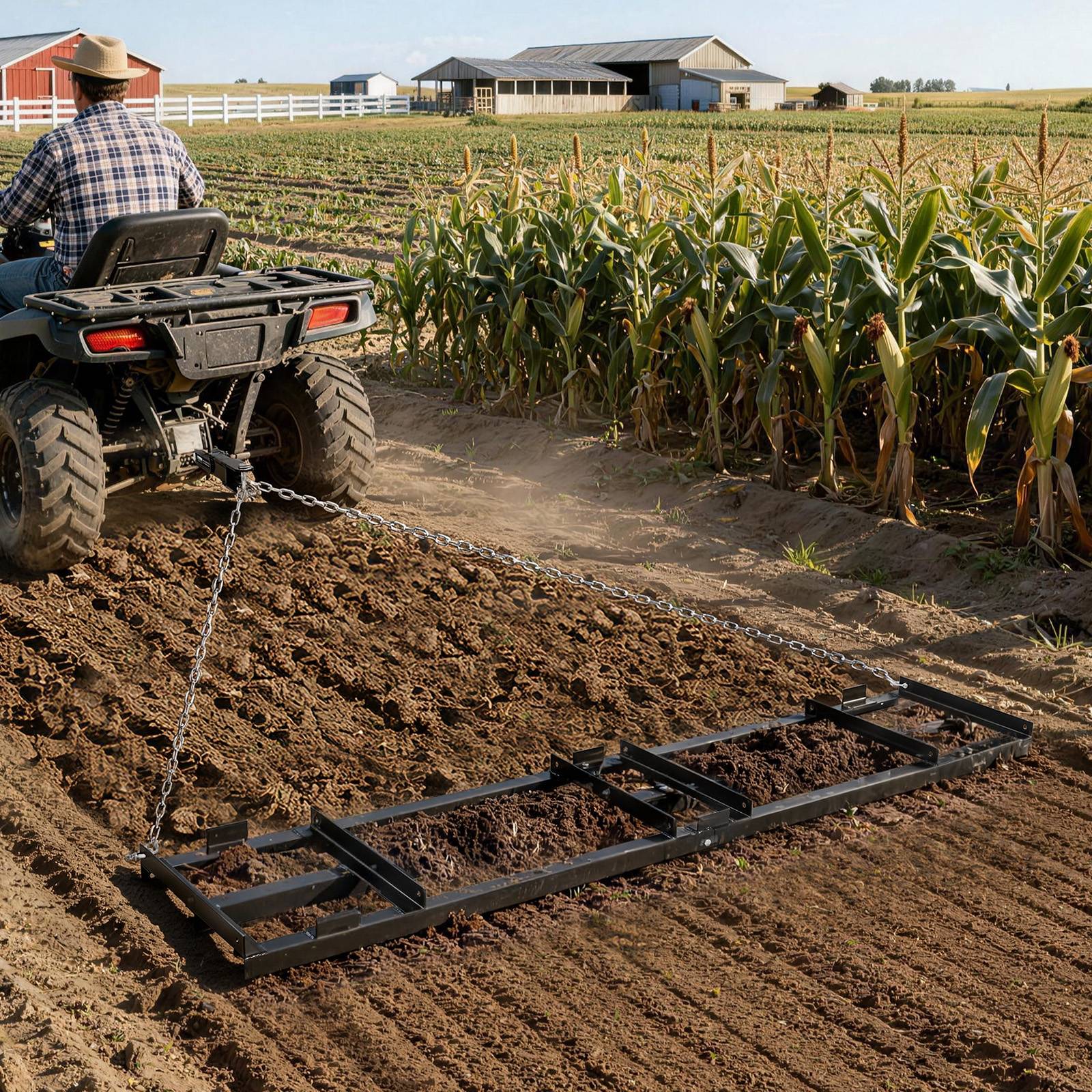 Vevor - VEVOR Herse Traînée Râteau Nivellement Chaine 243,5x50 cm pour Tracteur VTT UTV - Image 8