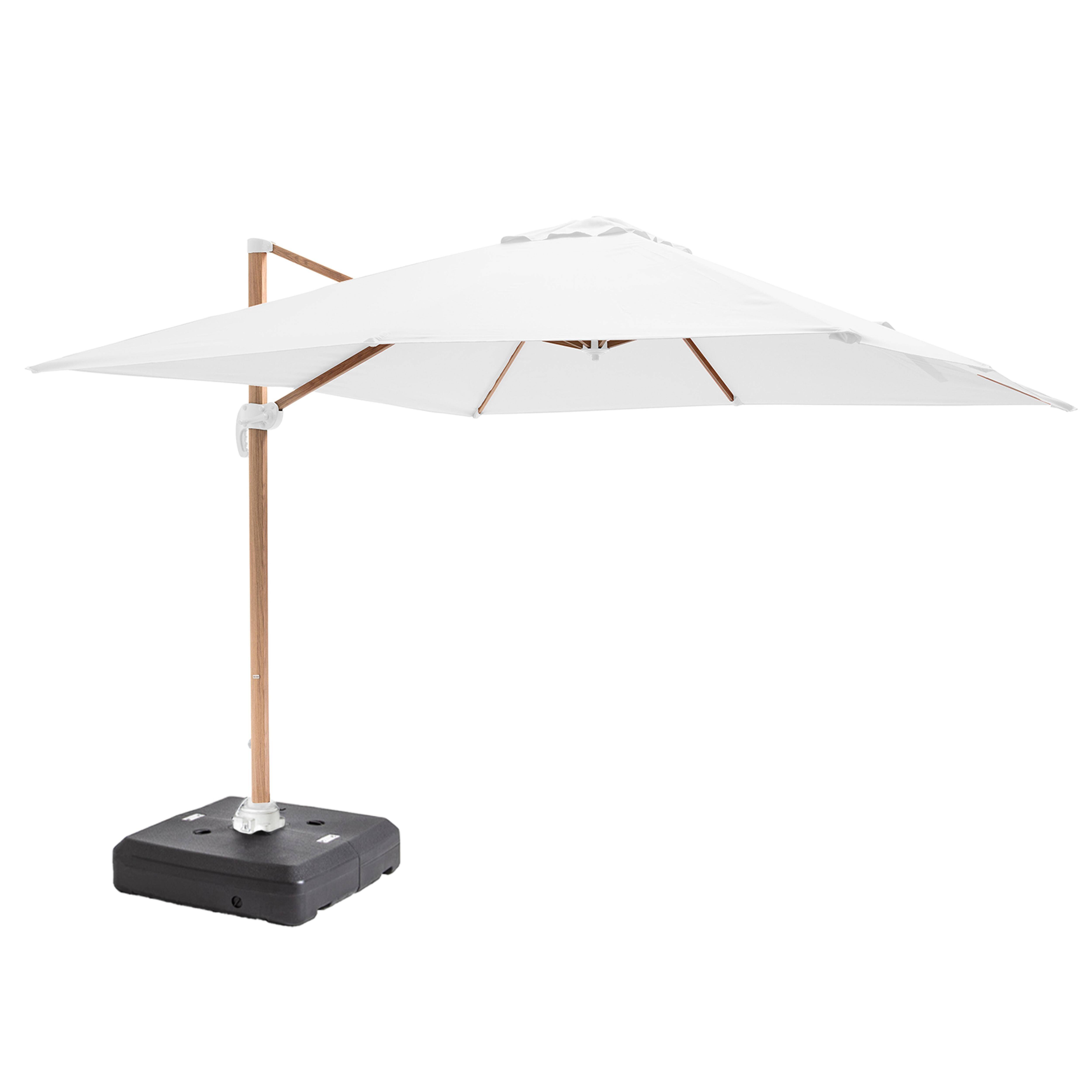 Oviala - Parasol déporté 3x3m et dalle à lester sur roues effet bois blanc Brescia - Oviala - Image 1