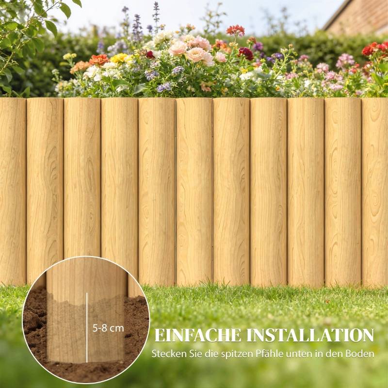 Clôture bordure de jardin en bois pour parterres séparation décorative 176x30cm - ComfortXL Outdoor Living - Image 5